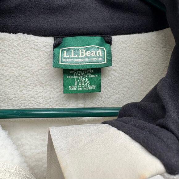 L.L.Bean Soft Shell, Off White Fleece, Taupe Jacket, Full Zip, Womens Size L - Picture 2 of 6